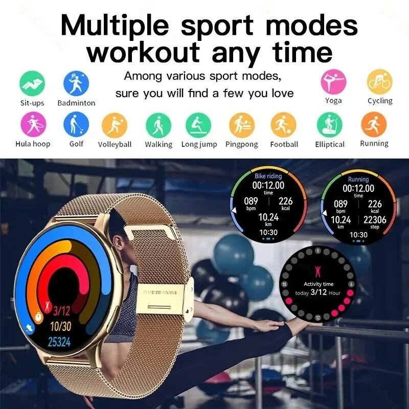 นาฬิกาอัจฉริยะแฟชั่นใหม่สำหรับผู้ชาย Xiaomi, นาฬิกาอัจฉริยะกันน้ำโทรผ่านบลูทูธ HD นาฬิกาวัดอัตราการเต้นของหัวใจสำหรับผู้หญิงเล่นกีฬาออกกำลังกาย