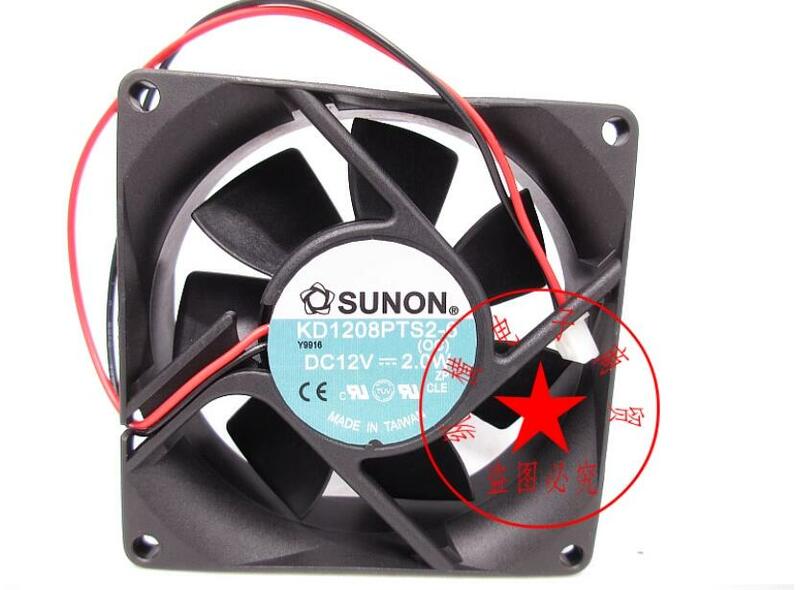 SUNON-ventilador de refrigeración para servidor, KD1208PTS2-6 DC 12V, 2,0 W, 80x80x25mm, 2 cables