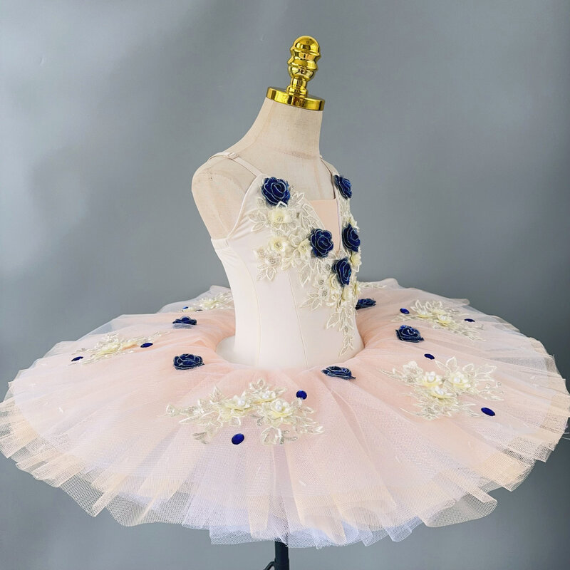 Infantil Profissional Ballet Tutu Vestido, Roupas de Dança, Flor, Lago dos Cisnes, Panqueca Tutu, Bailarina Vestido, Criança Traje de Dança