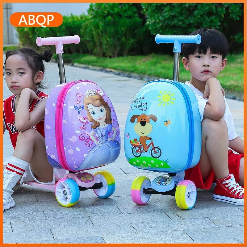 ABQP-estuches de carrito para niños, maletas de cabina de dibujos animados, se pueden sentar y montar, Maleta de viaje, juego de equipaje para niños