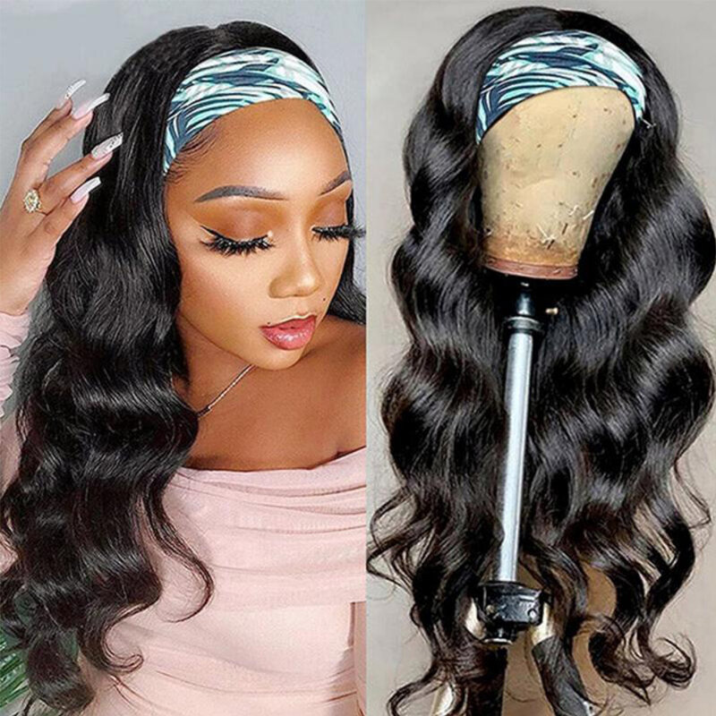 Body Wave Headband Wigs 20 inch Glueless Full Machine Made Brazilian Remy Human Hair Virgin Wigs For Black Women