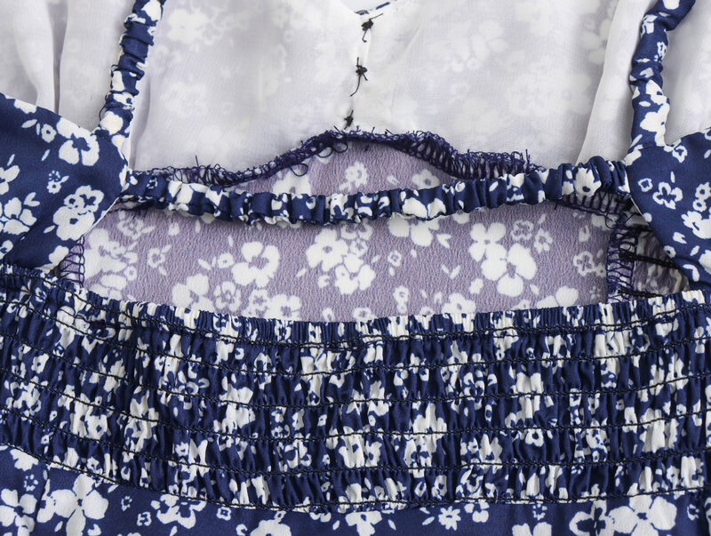 Gaun Midi motif bunga Fashion Chic baru 2024 gaun wanita bertali ikat tanpa lengan Vintage Mujer jubah