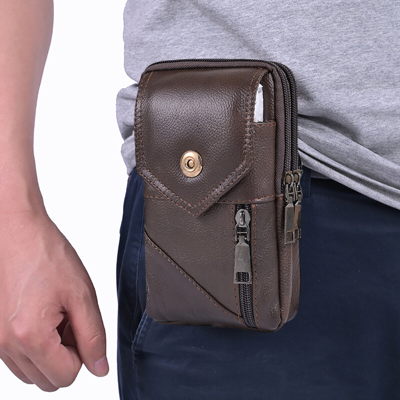 Bolsa de cintura de couro masculina, bolsa para telefone, peito pequeno, cinto de ombro mensageiro de negócios casual masculino, bolsa de ombro tiracolo