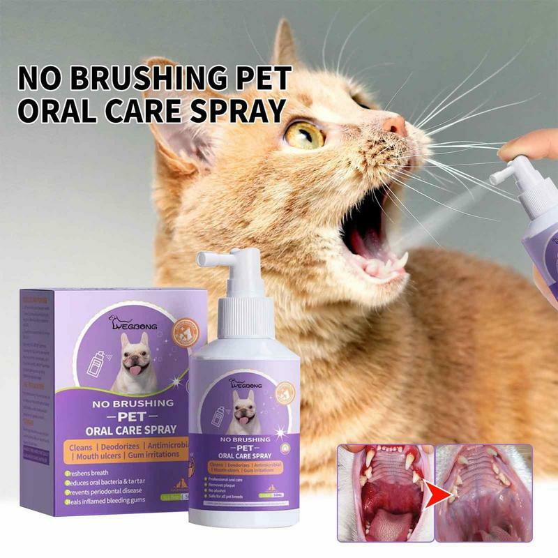 50Ml Pet Orale Reiniging Spray Honden Katten Tanden Schoon Deodorant Voorkomen Calculus Verwijder Kitten Slechte Adem Mond Verse Dierbenodigdheden
