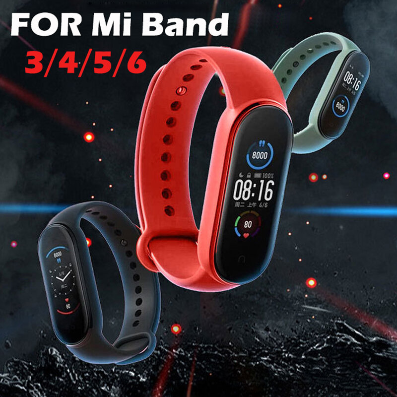 SinHGeY Gelang Silikon untuk Xiaomi Band 3 / 4 Gelang Tali Silikon Lembut Gelang Pengganti untuk Mi Band 5 / 6 Gelang Jam