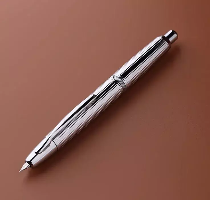 Hot mahhon A1 pulpen Tekan logam perak bergaris warna EF 0.4MM ujung pena tinta menulis untuk hadiah siswa perlengkapan sekolah