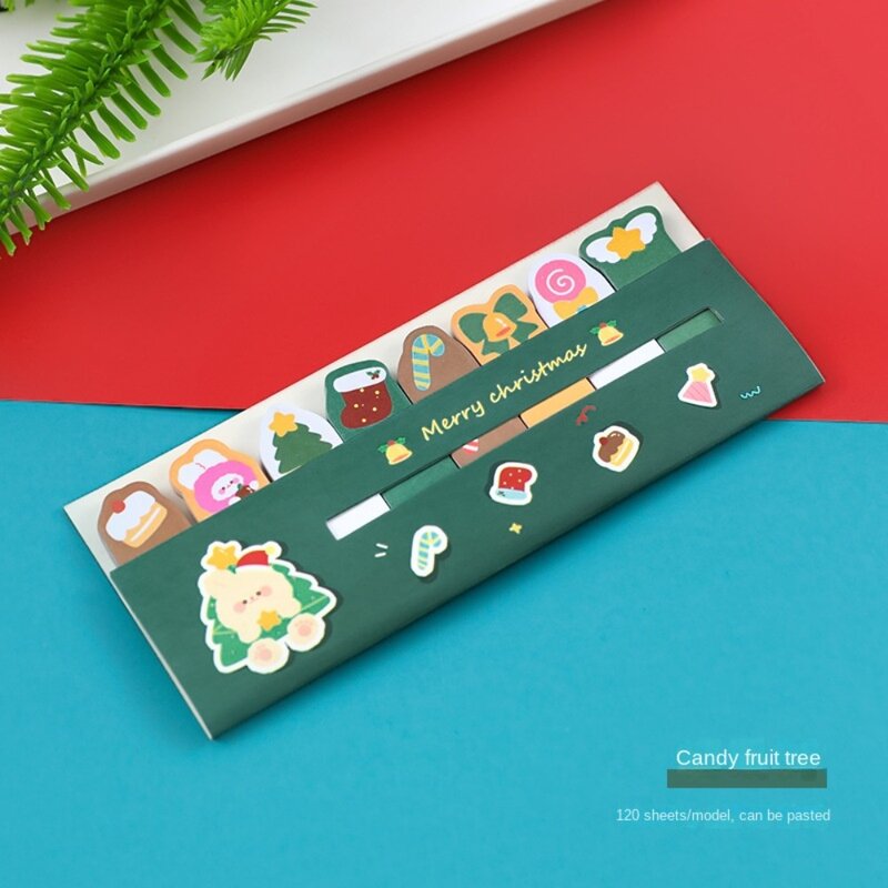 Natal Sticky Notepad, Memo Pad bonito, Index Planner Sticker, Papelaria Bookmarks para estudantes, 120 folhas