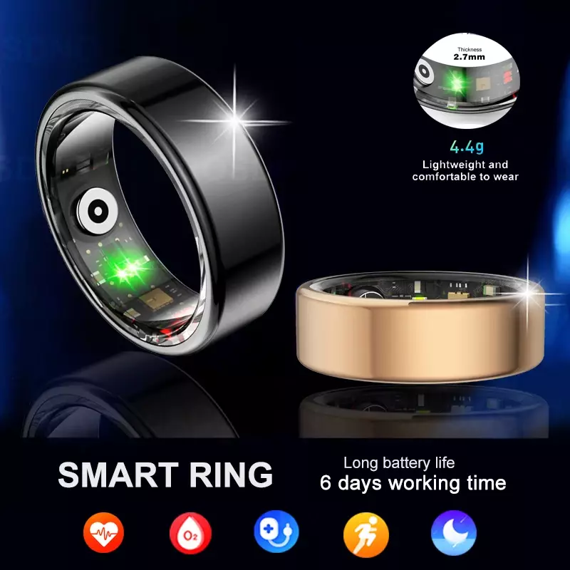 Умное кольцо для мужчин и женщин, пульсометр, оксиметр, монитор здоровья, фитнес-трекер R02 для Android IOS 2024