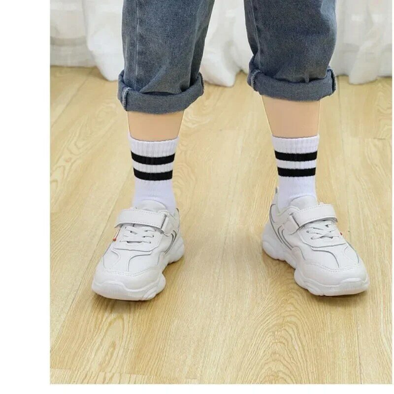 5 paia/lotto calzini da scuola per bambini in morbido cotone traspirante di colore puro ragazze ragazzi Casual grigio nero bianco calzini sportivi per bambini