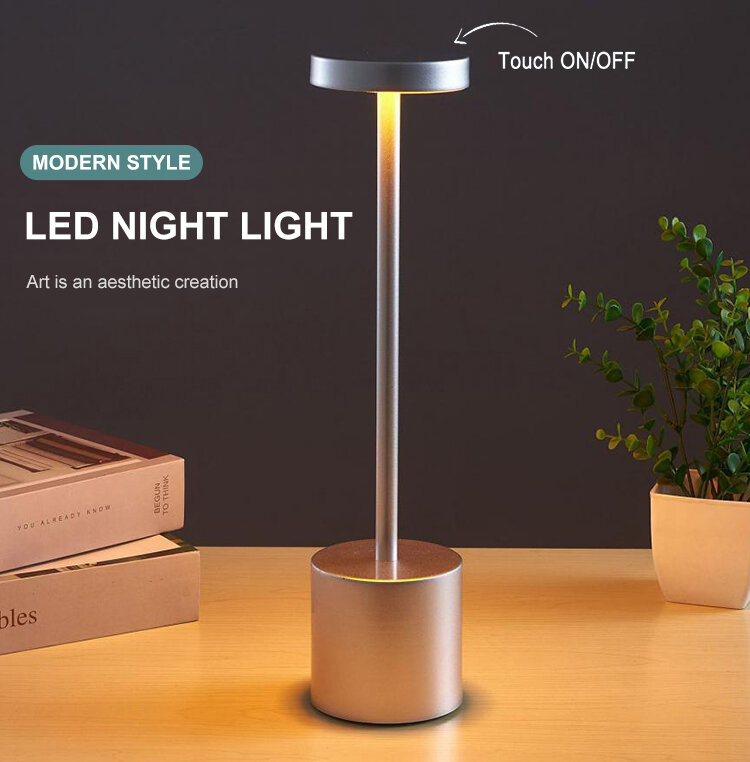 High Quality Touch Dimming I-Shaped Table lamps Metal Rechargeable Eye Protection led Desk Lamp for Restaurant Dinner Bar Light