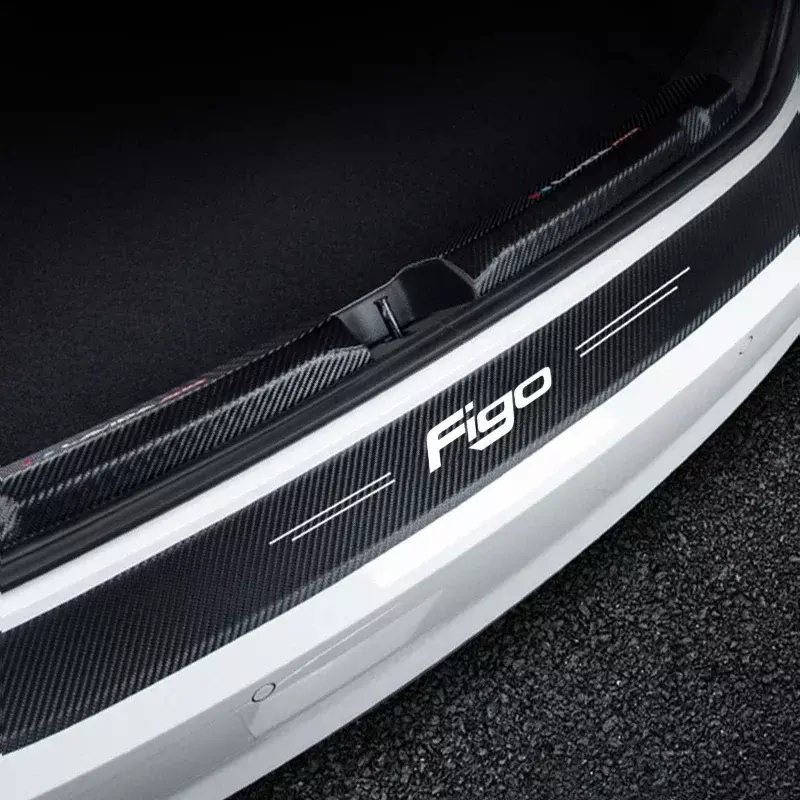 Auto Kofferraum Stoßstange Aufkleber Türschwelle Schwelle Schutz Pad für Ford Figo Logo Kohle faser Tür pedal Anti-Scratch-Abdeckung