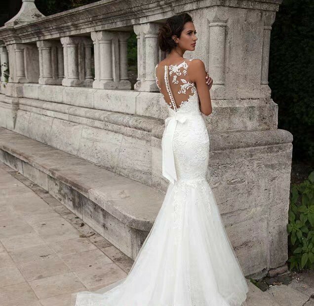 Wedding Dress 2024 Fall New Sexy Deep V-neck Fishtail Lace Backless Wedding Gown