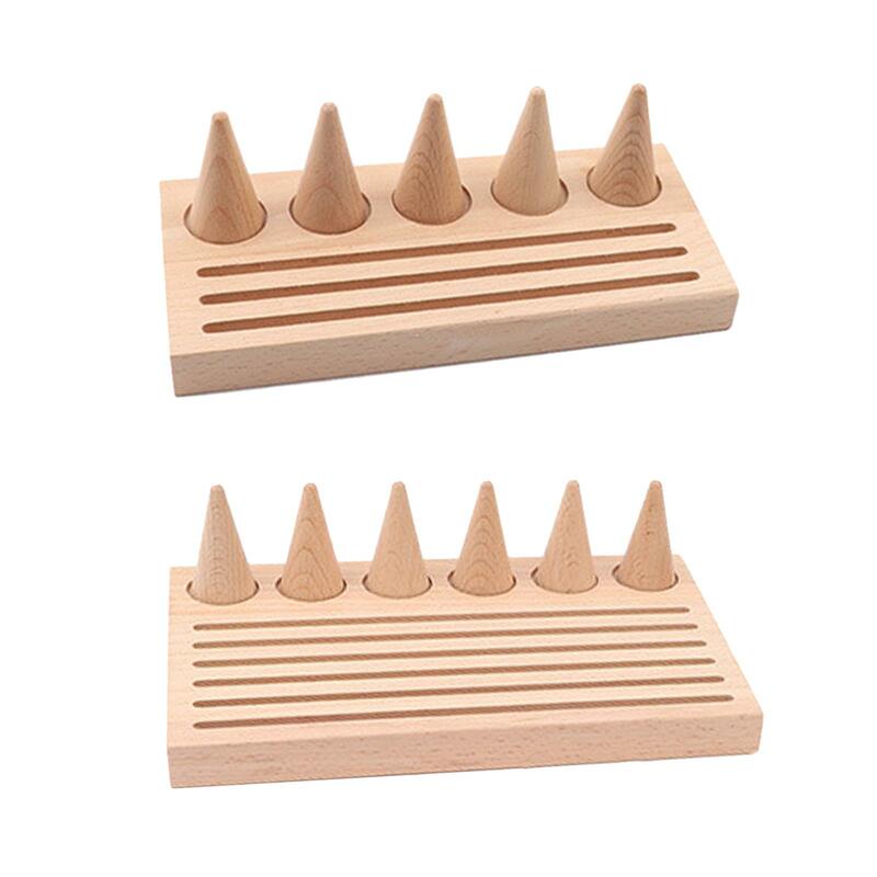 Jewelry Holder Wooden Cone Rings Storage Tray for Bracelet Hanging Rack Home Shop
