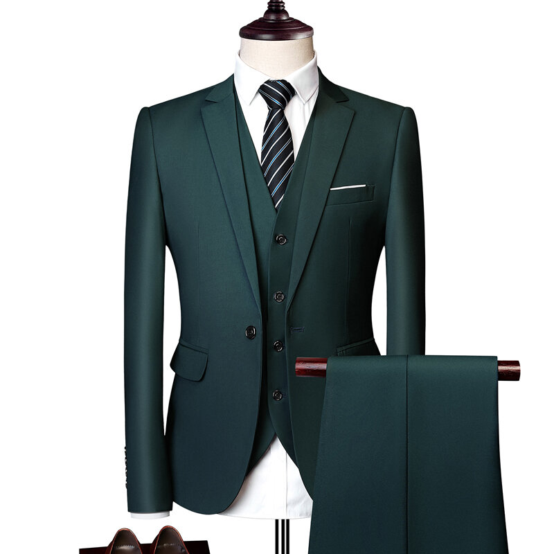Blazers de negocios formales para hombre, chaqueta, chaleco y pantalones de alta gama, vestido de novia para novio, trajes de Color sólido, 3 piezas, 5XL, 6XL