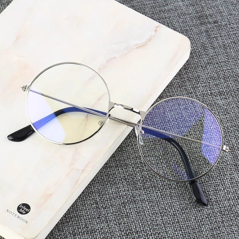 Óculos unissex de metal, óculos preto, armação retrô vintage de metal com lentes transparentes