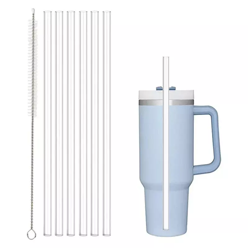 Reusable Straws with Cleaning Brush Set Replacement Compatible with Stanley 20oz 30oz 40oz Water Cup Tumbler Drinking Accessorie