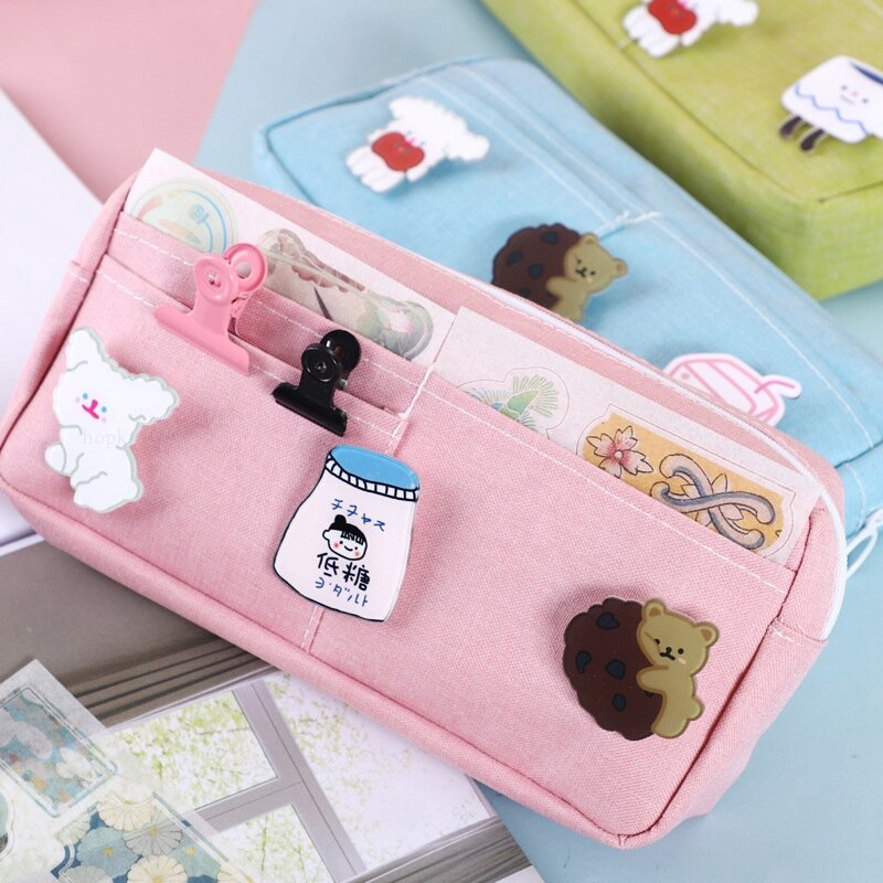 School Stationery Storage Bag Cute Pen Pencil Case Bag Girls Cosmetic Bag Big Pen Case Gifts for Girl Pen Bag Kawaii Pen Box