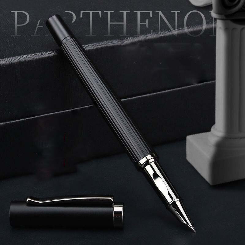 Ensemble de stylos à encre métallique de haute qualité 727, stylo à plume F noir givré, convertisseur, remplissage, Business, bureau, fournitures scolaires, écriture