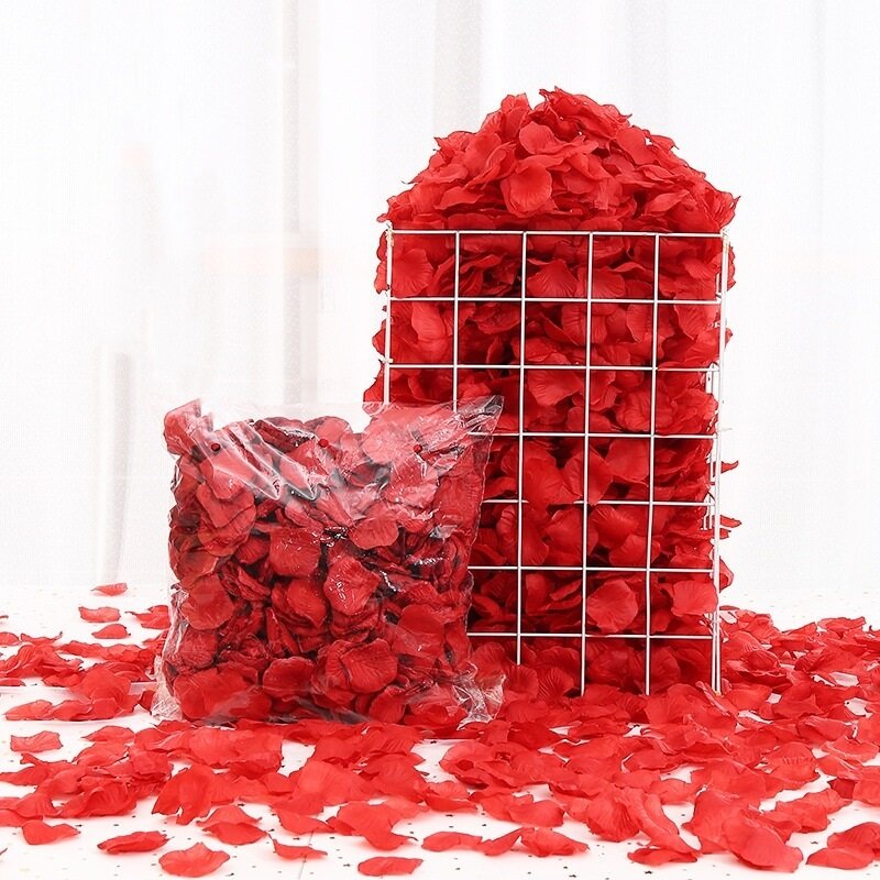Ciemno czerwony sztuczny romantyczny kwiat jedwabne płatki róż walentynki ślubny kwiat płatek dekoracja 500 sztuk Rosas Para Casamento