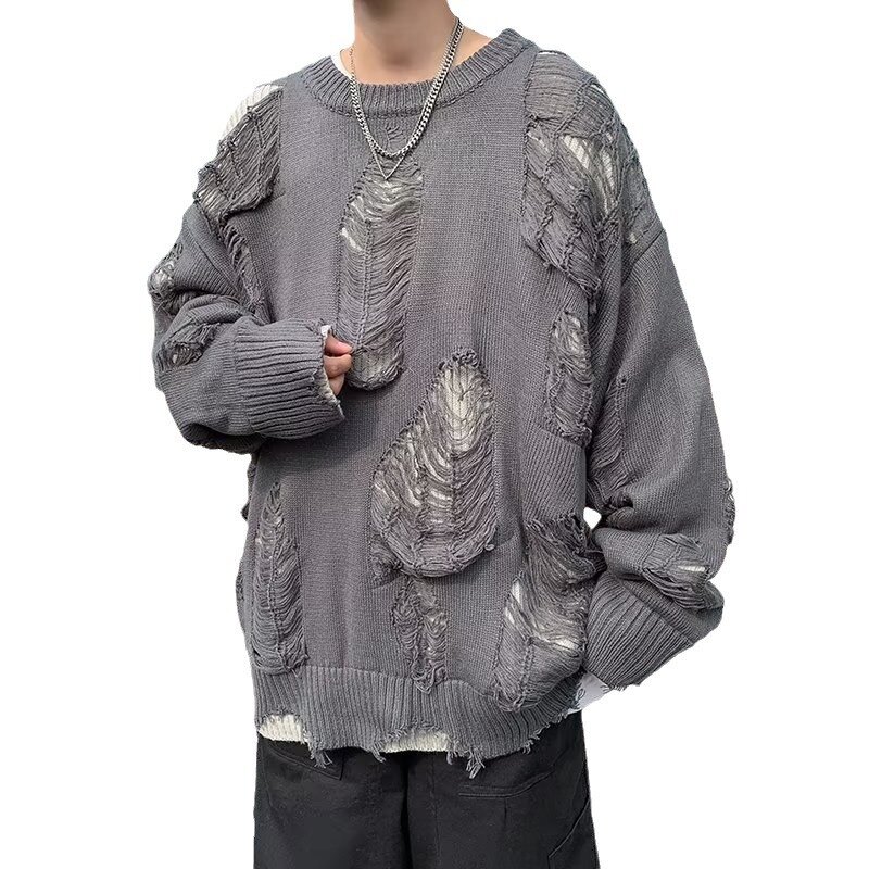 Новинка, американские Ретро Свитера с имитацией двух отверстий для мужчин и женщин, уличная одежда Y2k, модный Свободный Повседневный свитер в стиле панк