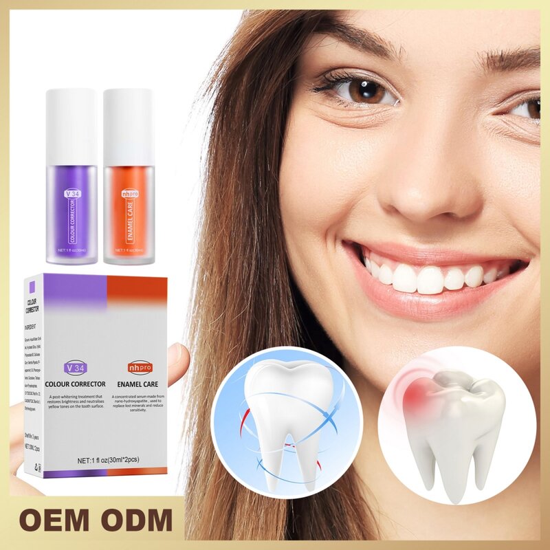Dentes branqueamento dentífrico v34, limpeza oral, corretor de cor, reparação, hálito fresco, ervas, remover manchas, beleza saúde