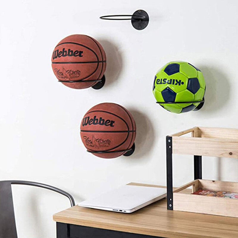 Multi-purpose Football Display Shelf Ball Holder Wall Mounted Basketball Storage Rack Living Room Decor