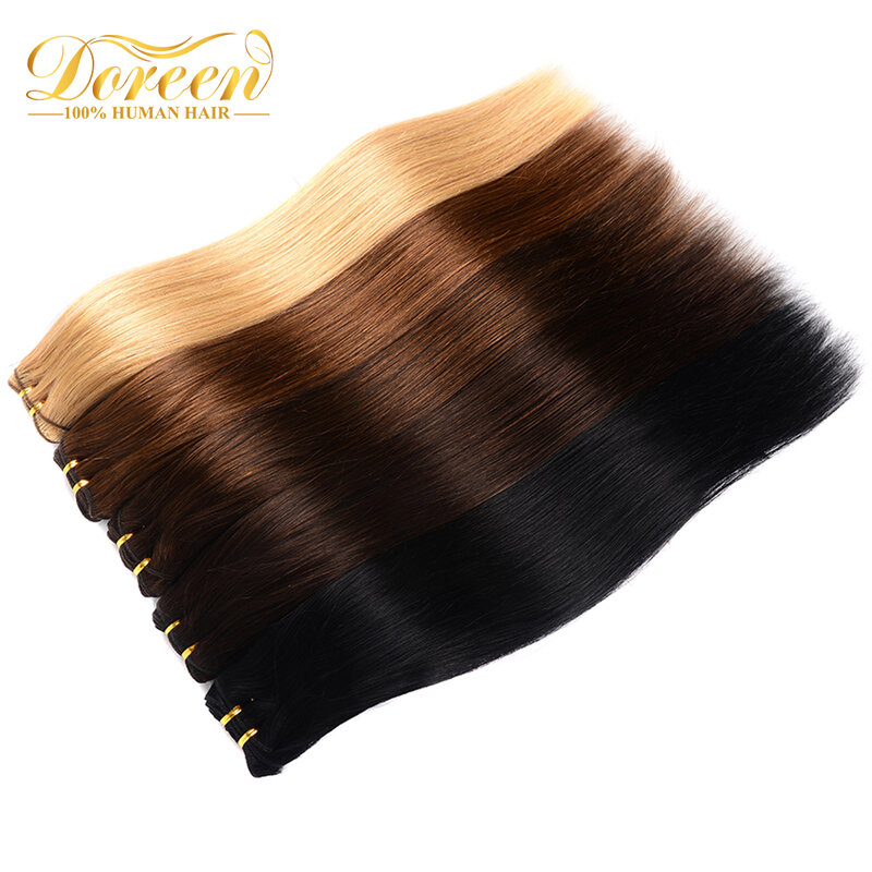 Doreen 100% bundel rambut manusia Eropa rambut lurus tenun mesin rambut Remy Hitam Coklat bundel rambut 12 "sampai 26" 100g/PC