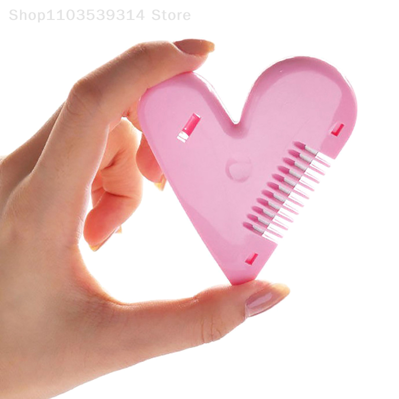 Mini recortadora de pelo rosa, peine de corte de pelo con forma de corazón de amor