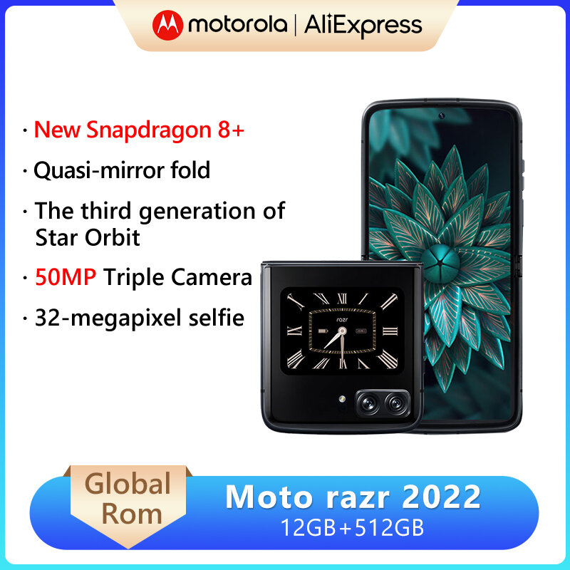 Motorola MOTO-Smartphone de Tela Dobrável, Rom Global, 5G, Snapdragon 8 Plus, Gen 1, 6,7 '', OLED 144Hz, Câmera 50MP, 3500mAh, Telefone, 2022