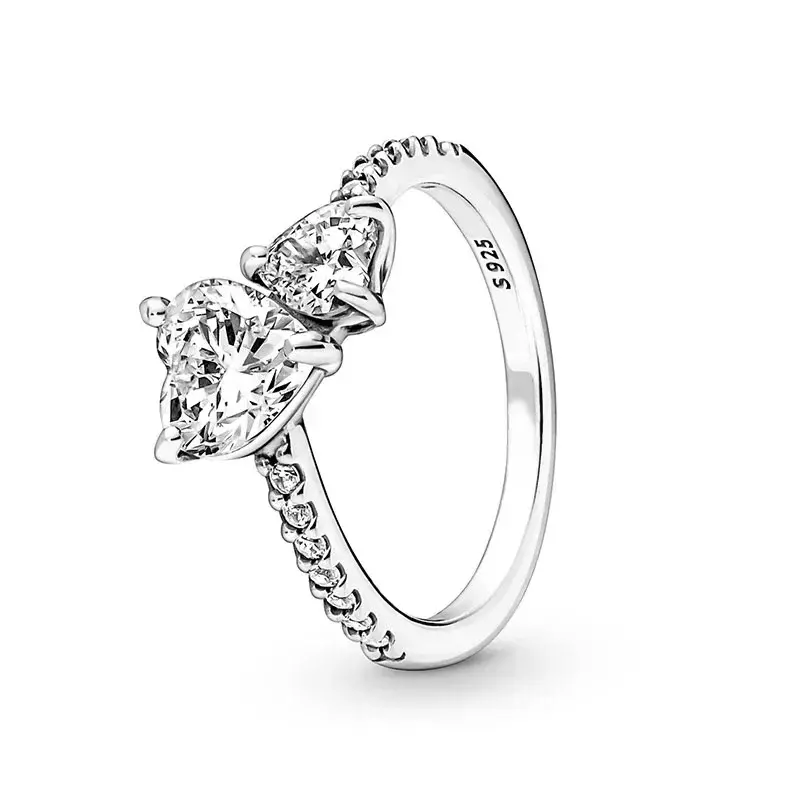 ขายดี925สเตอร์ลิงแหวนหัวใจทรงกลมมงกุฎพราวคลาสสิกแหวนเสน่ห์หรูหราเบาของผู้หญิงของขวัญเครื่องประดับ