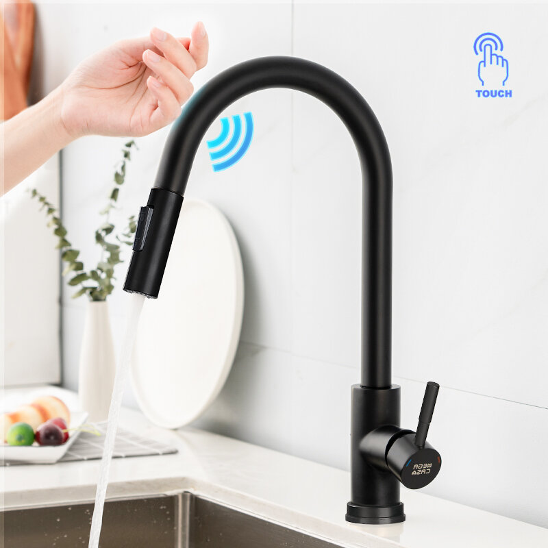 Trek Keuken Kranen Smart Touch Voor Sensor Keuken Water Tap Sink Mixer 360 Draaien Touch Control Sink Tap Water mengkranen