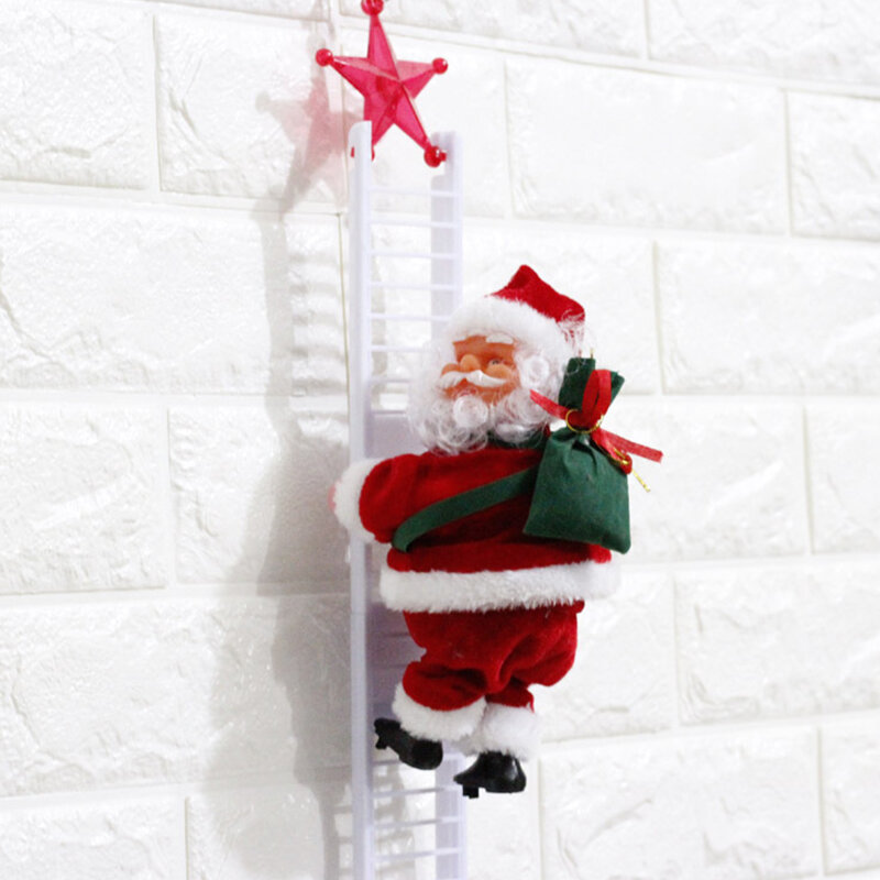 Engraçado natal papai noel escada de escalada elétrica pendurado ornamentos crianças decoração ano novo natal decoração árvore festa presente