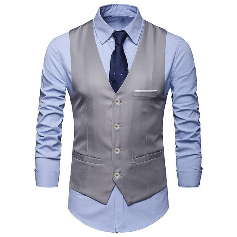 Vest Coat Korean Style Vest Jacket Male Dressing  Popular Pure Color Sleeveless Suit Vest Pure Color Sleeveless Blazer Suit Vest