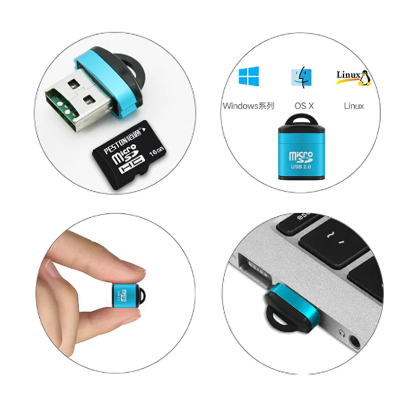 High Speed Memory Card Reader, Mini USB, Micro SD, TF, USB 2.0, Adaptador para Computador, Desktop, Laptop, Notebooks, Acessórios