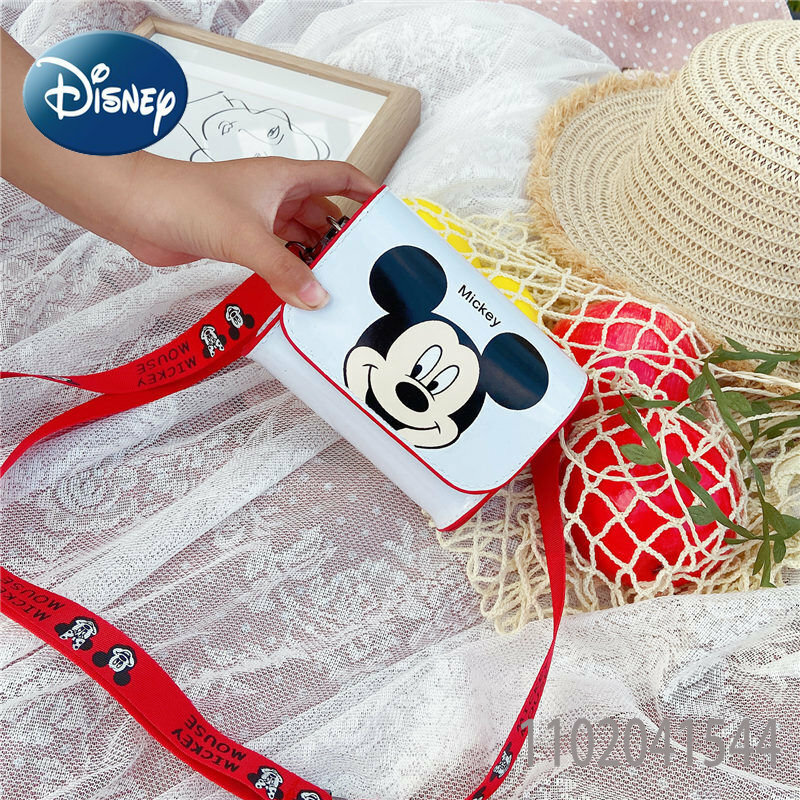 Tas Bahu Disney dengan Tas Selempang Mini Lucu Mickey Mouse untuk Dompet Anak Tas Samping Anak Perempuan Kartun Minnie Mickey Mouse