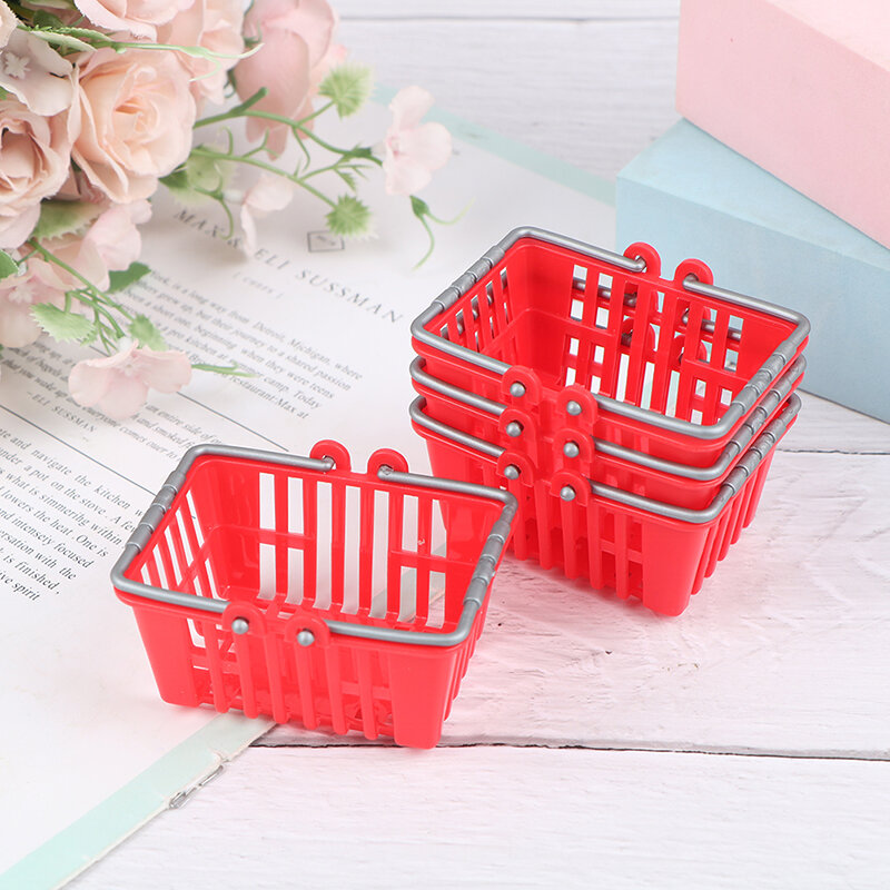 1Pcs Mini Shopping Basket Toys Kids Supermarket Shopping Hand Basket Model Doll House