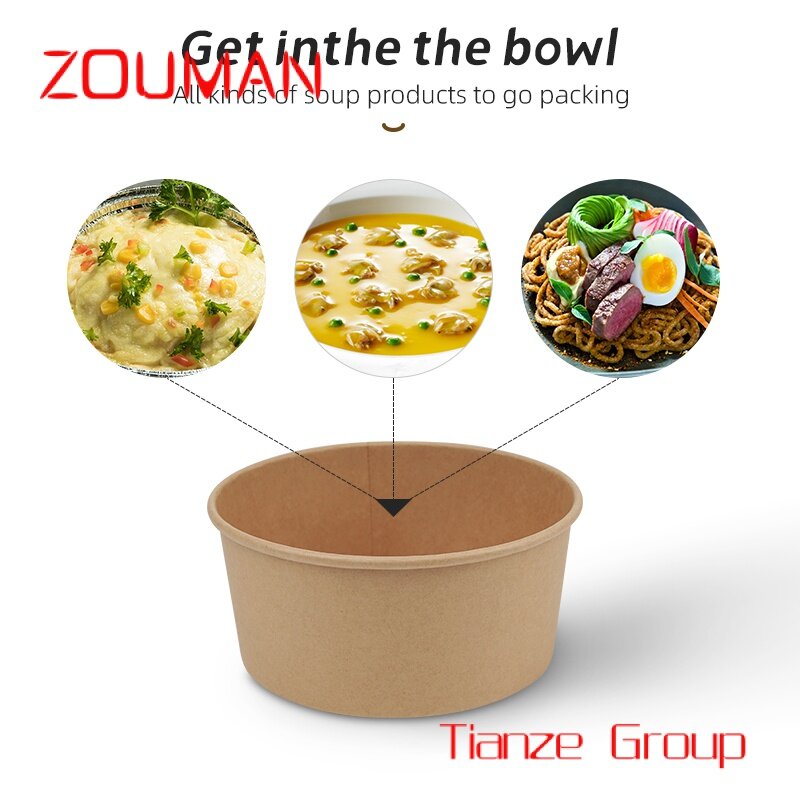 Custom , Biodegradable Soup Bowl with Lid Food Packaging Paper Soup Bowl
