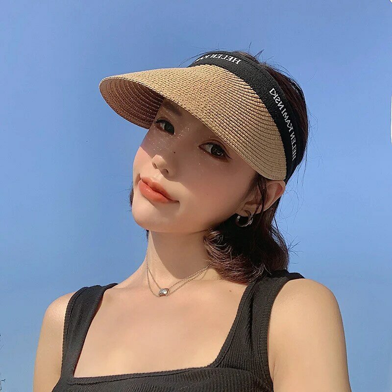 Summer Woman Sun Hats Anti-UV Panama Fashion Straw Hat Empty Top 2022 for Women Outdoor Sports Vacation Beachcap