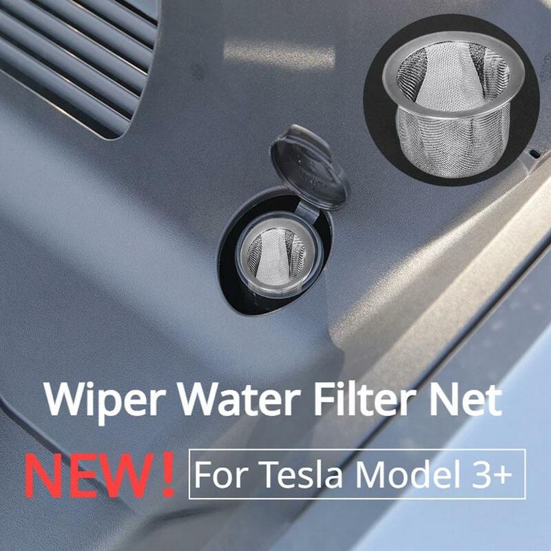 Voor Tesla Model3 Highland 2024 Ruitenwisser Waterfilter Net Voorkap Filter Ruitenwisser Tank Vul Poort Trechter Net Auto Accessoires