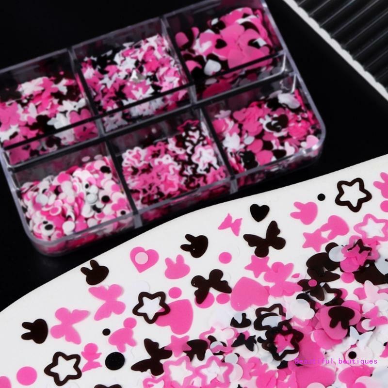 Силиконовые формы с блестками в виде бабочки и сердца, конфетти, наполнители, украшения для дизайна ногтей «сделай сам», Прямая
