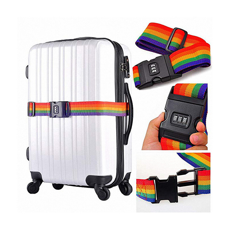 Tali bagasi perjalanan Anti Maling, aksesori koper bundel kunci bagasi sabuk kemasan kunci aman dapat diatur