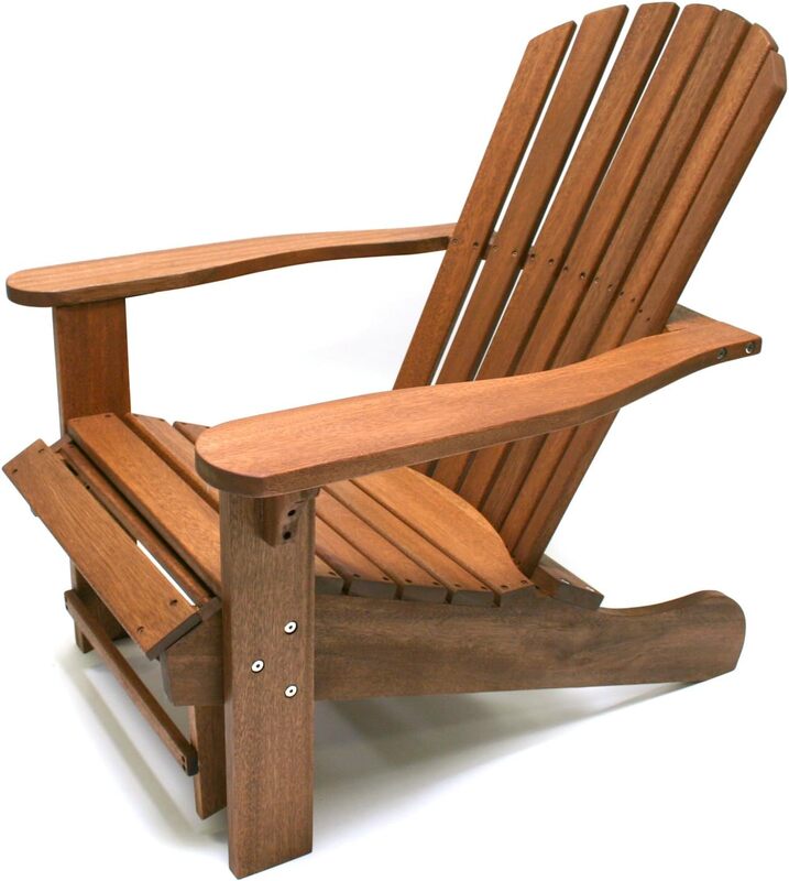 CD3111 Eucalyptus Adirondack Chair and Built In Ottoman