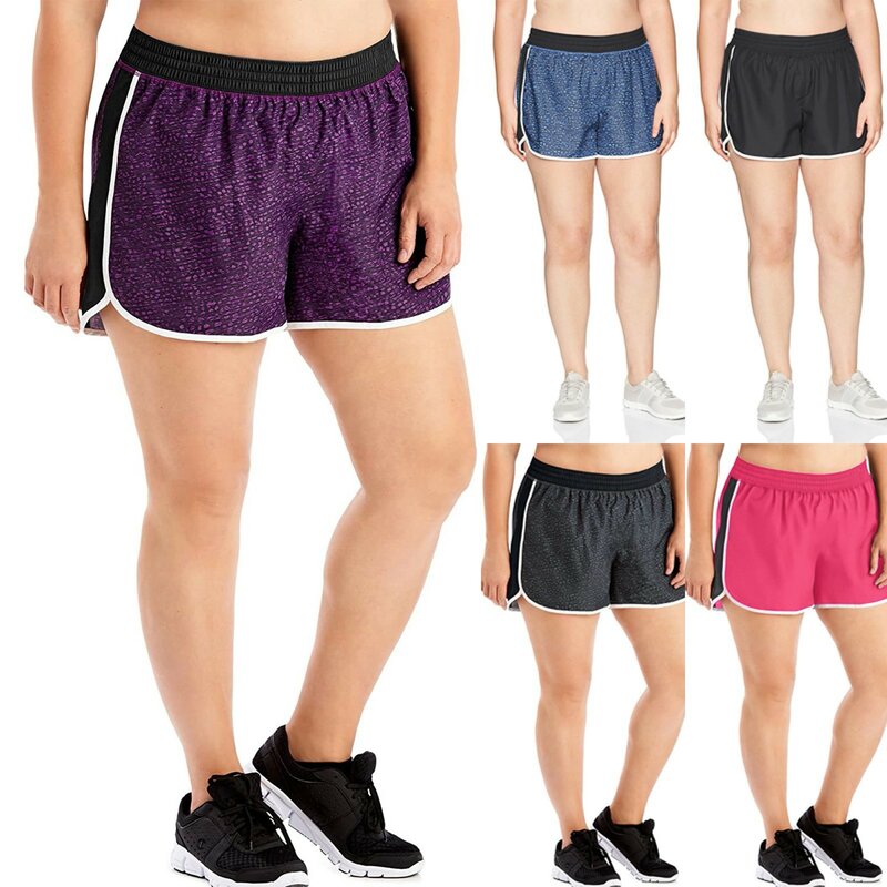 Calções esportivos para mulheres, cintura respirável e elástica, tamanho grande, casual, para ioga, fitness, corrida, verão
