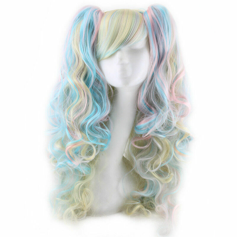 Fashion Lolita Full Curly Wig Pigtails Wavy Hair Cosplay Costume Halloween Party