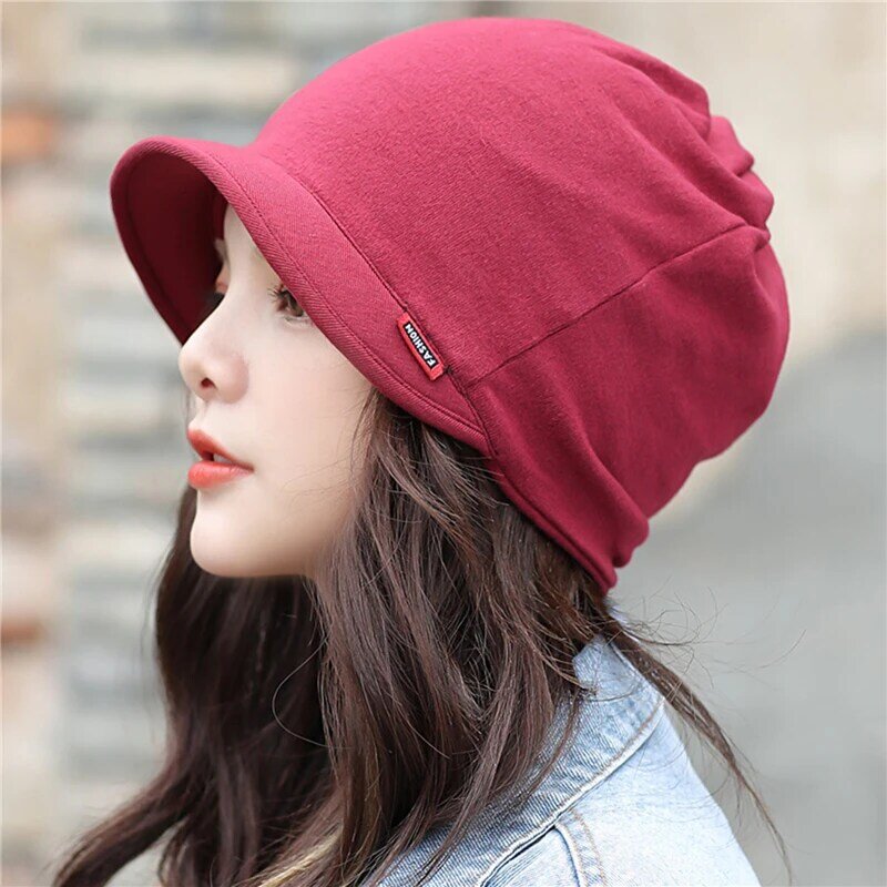 Women's Knitted Head Cap Ladies Fashion Outdoor Windproof Warm Thicken Hats  Solid Color Hat For Female New Autumn Winter Hat