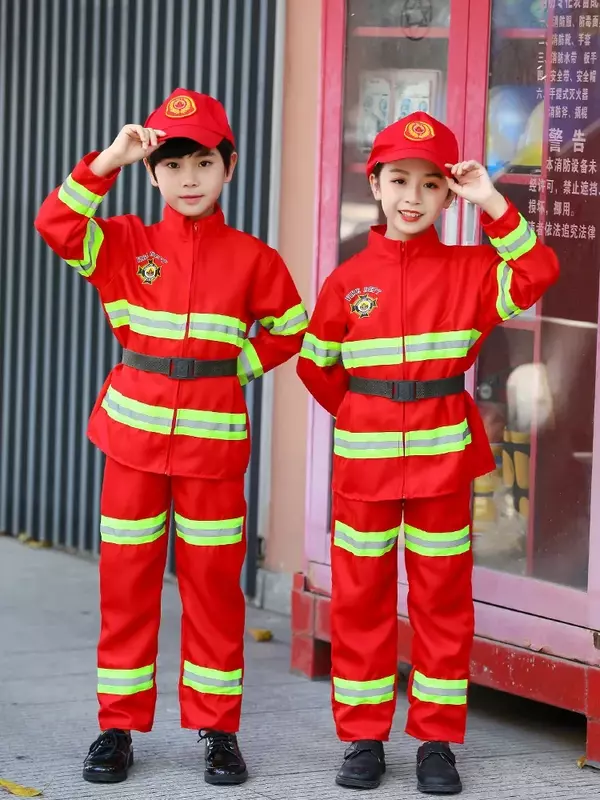 أزياء رجال الإطفاء المحترفين للأطفال ، ملابس أدوات البطل ، تأثيري للهالوين ، بدلات إطفاء الحرائق ، هدايا لعبة