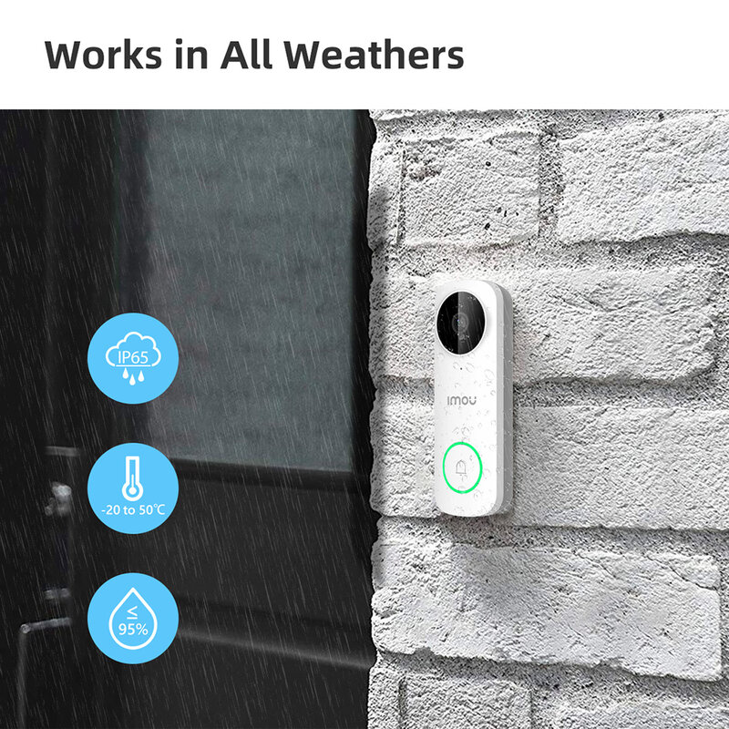 IMOU-timbre de puerta con vídeo DB61i 2K 5G para el hogar, dispositivo inteligente con cable, protección de seguridad, visión nocturna, resistente al agua IP65