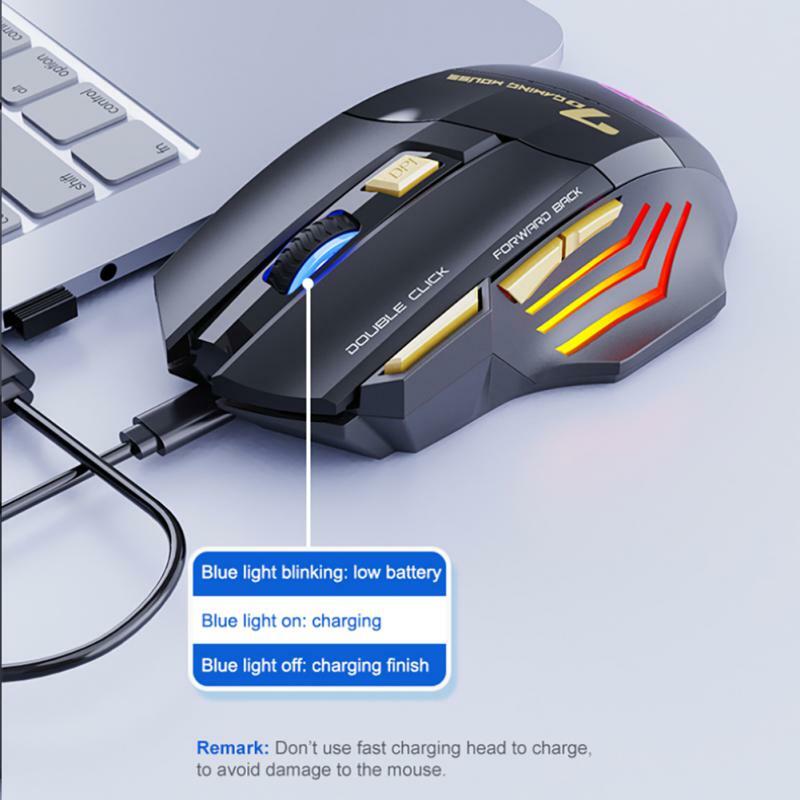 RYRA Recarregável Sem Fio Do Mouse Gamer Para Computador RGB Mouses Bluetooth 2.4G USB Rato Silencioso Ergonômico Ratos Para PC Portátil