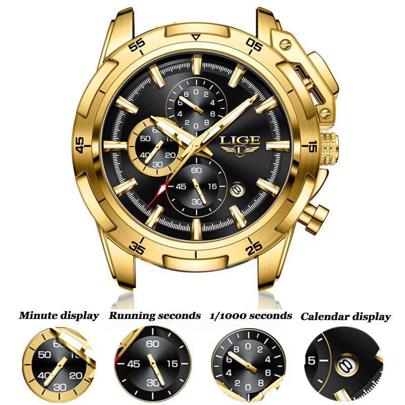 Nowy LIGE moda militarna zegarki dla mężczyzn luksusowy oryginalny chronograf sportowy wodoodporny zegarek kwarcowy na rękę prezent