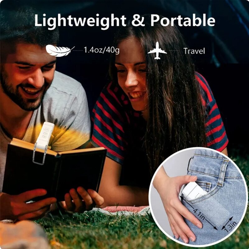 USB 충전식 클립온 독서 램프, 타이머 포함 책 조명, 북마크 야간 조명, 책 램프, 5 가지 밝기